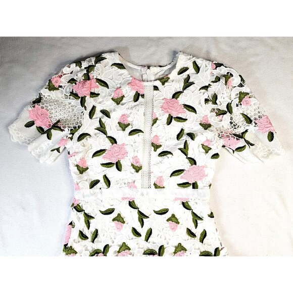 Just Me Womens Exquisite Floral Lace Midi Dress - Size M - Picture 2 of 13